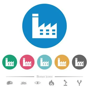 Factory building flat round icons Ilustración de archivo