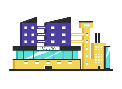 Factory building. Flat vector illustration. Constructivism style Stock Illustration