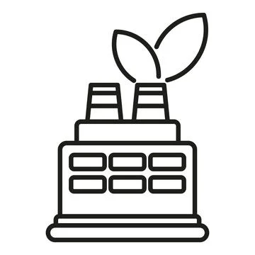 Factory building with green leaf representing eco energy Ilustración de archivo