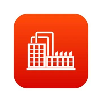Factory building icon digital red Ilustración de archivo
