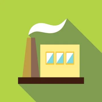 Factory building icon, flat style Stock Illustration