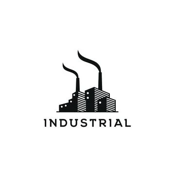Factory building logo design. Modern industrial logo design Stock Illustration