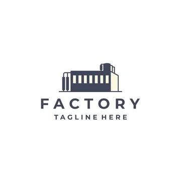 Factory building logo design. Modern industrial logo design Stock Illustration