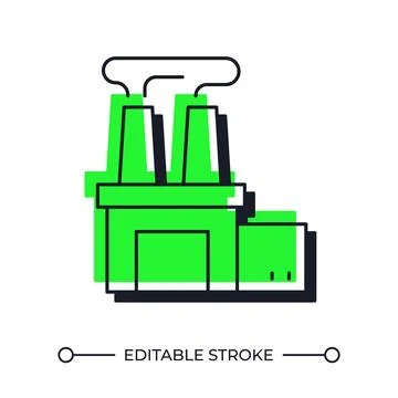 Factory building offset shadow line icon Ilustración de archivo