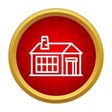Factory building outline icon on red circle Ilustración de archivo
