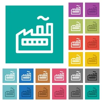 Factory building outline square flat multi colored icons イラスト素材
