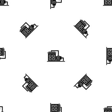 Factory building pattern seamless black Illustrazione stock