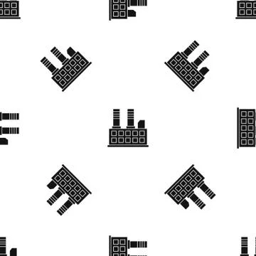 Factory building pattern seamless black Stock Illustration