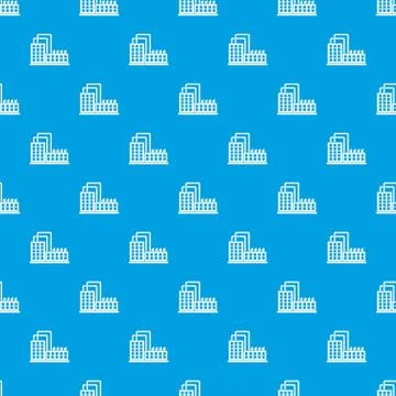 Factory building pattern seamless blue Stock Illustration