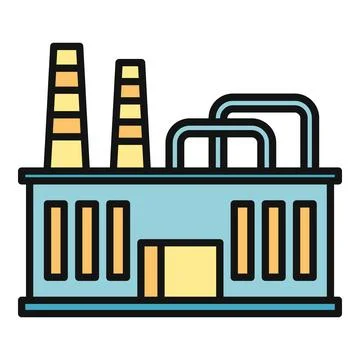 Factory building producing manufacturing industry energy flat icon Ilustración de archivo