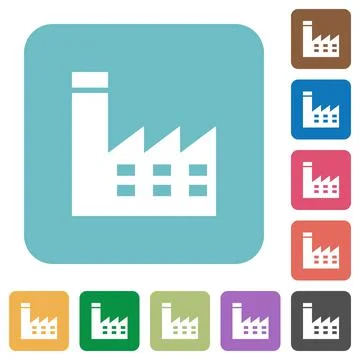 Factory building rounded square flat icons Ilustración de archivo