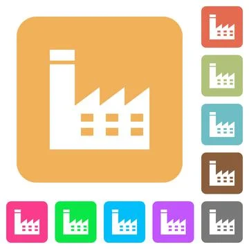 Factory building rounded square flat icons Ilustración de archivo