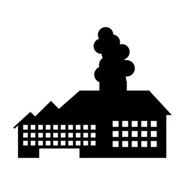 Factory building with smoke icon Ilustración de archivo
