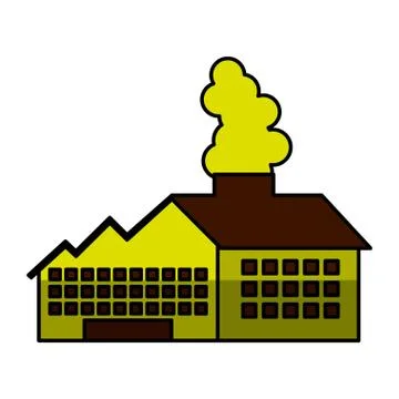 Factory building with smoke icon Ilustración de archivo
