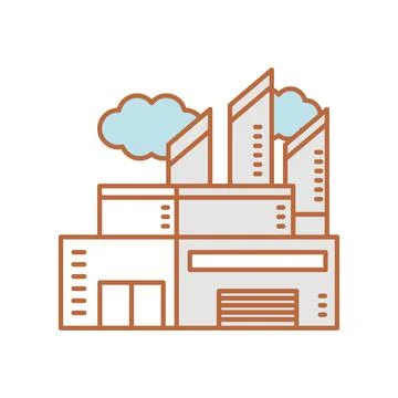 Factory building with smoke Ilustración de archivo