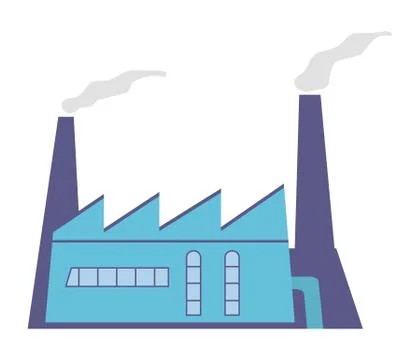 Factory building with smoking chimneys.Vector flat illustration. Stock Illustration