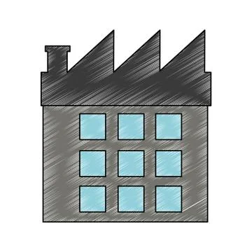Factory building symbol scribble Ilustración de archivo