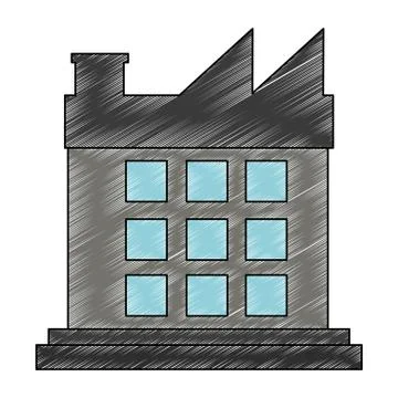 Factory building symbol scribble Stock Illustration