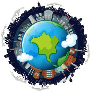 Factory buildings around the world Illustrazione stock