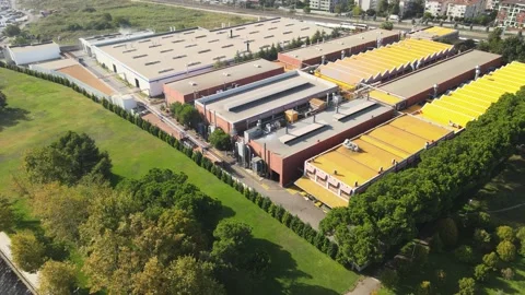 Factory buildings drone shot Video stock 238603678
