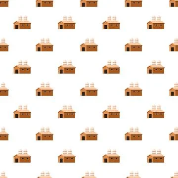 Factory buildings repeating pattern representing industrial production Stock Illustration
