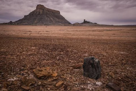 Factory Butte Dramatic Landscape in Utah Stock Photos