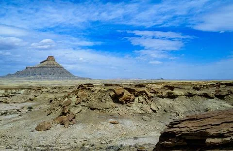 Factory Butte is a summit in Wayne County, Utah, in the United States Stock Photos
