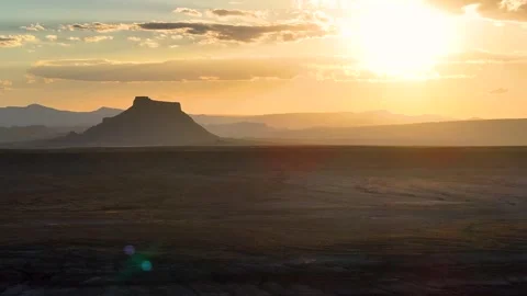 Factory Butte | Utah | Sunset | Rock Formations | 4K Drone Footage Stock-Footage 289914115