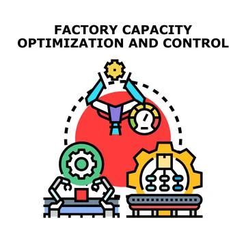 Factory capacity optimization controlling industrial production process イラスト素材
