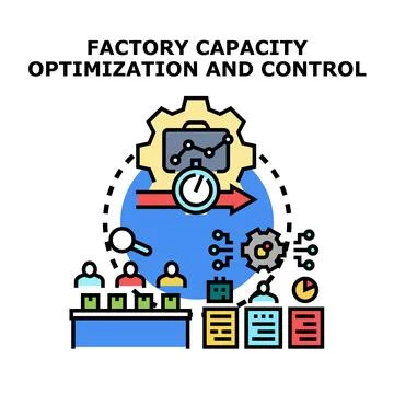 Factory capacity optimization process controlling manufacturing production イラスト素材