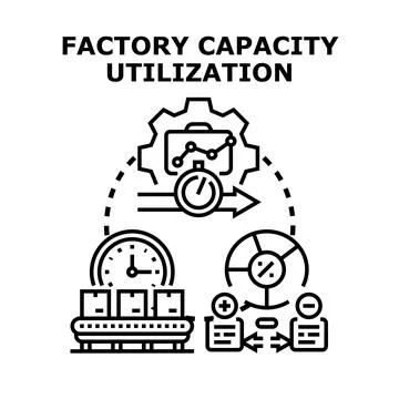 Factory capacity utilization process optimization and efficiency concept Stock Illustration