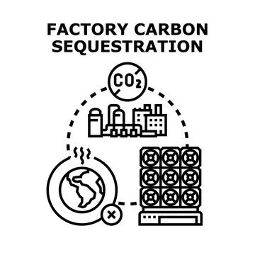 Factory carbon capture and sequestration technology reducing emissions Stock Illustration