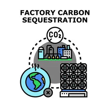 Factory carbon capture and sequestration technology reducing emissions Stock Illustration
