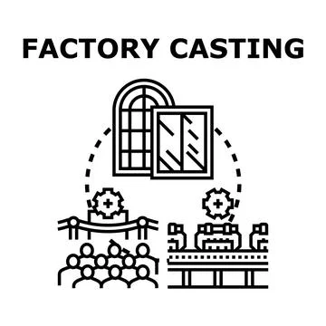 Factory casting process producing industrial windows and components Stock Illustration