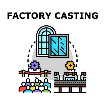 Factory casting process producing industrial windows and components Stock Illustration