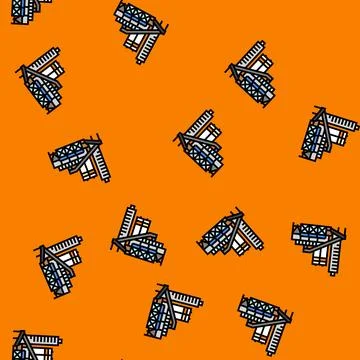 Factory cement production vector seamless pattern Stock Illustration