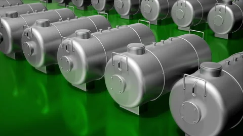 Factory chemical storage tank loop Stock Footage 265248930