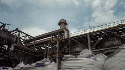 Factory chimney and clouds Stock Footage 219035645