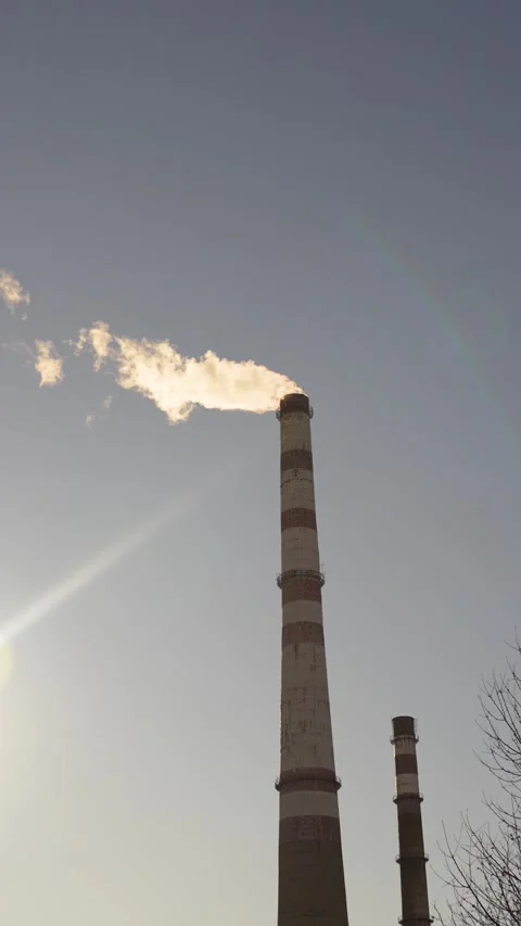 Factory Chimney Emitting Smoke Stock Footage 297627858