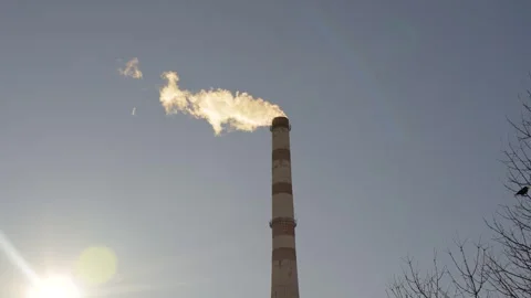 Factory Chimney Emitting Smoke Stock Footage 297627872
