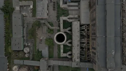 Factory chimney pipe top view Stock Footage 161593699