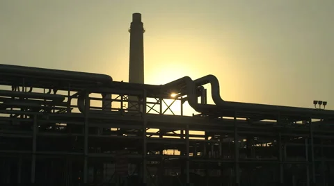 Factory Chimney in Silhouette Video stock 42672125