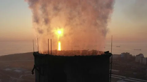 Factory chimney with smoke coming out of it. Stock Footage 172274635