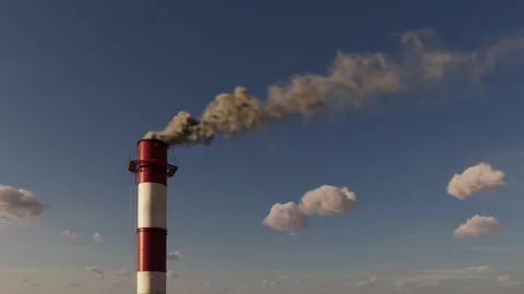 Factory chimney smokes polluting the atmosphere. Video stock 235922452