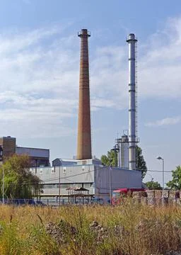 Factory chimneys environment Stock Photos