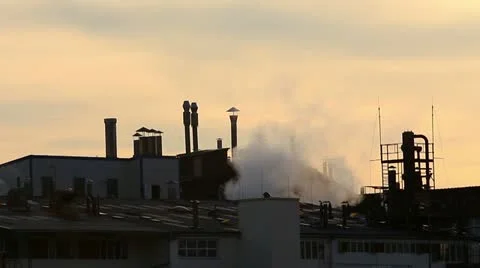 Factory chimneys at sunset Stock Footage 22306247