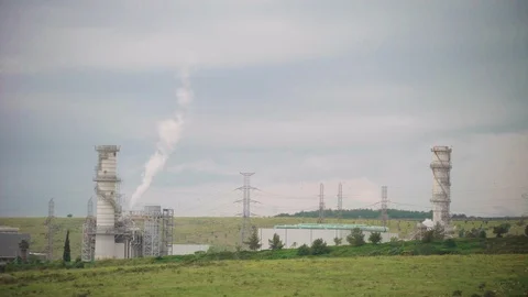 Factory chimneys Time lapse Stockbeeldmateriaal 88349786