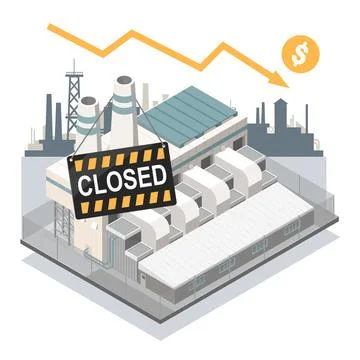 Factory Closed Shutdown loss from crisis currency Stock Illustration