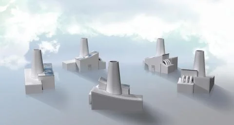 Factory cluster with solar panels Illustrazione stock