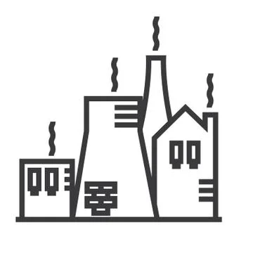 Factory, cluster vector line icon, sign, illustration on white background, ed Stock Illustration